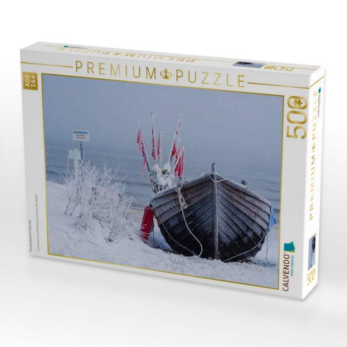 Fischerboot im Schnee - CALVENDO Foto-Puzzle'