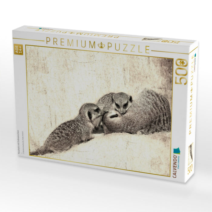 Kuscheln mit Erdmännchen - CALVENDO Foto-Puzzle'