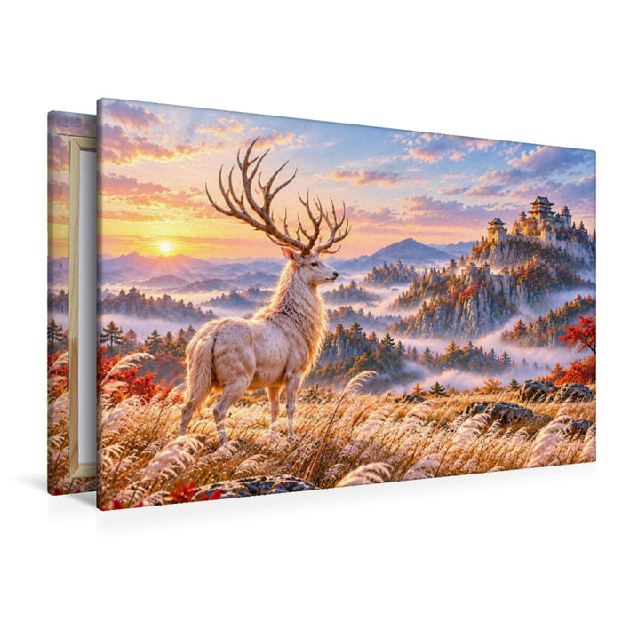 Premium Textil-Leinwand Der weiße Hirsch