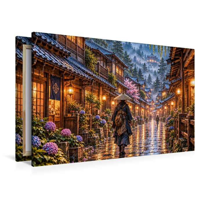 Premium Textil-Leinwand Regen über Akayori