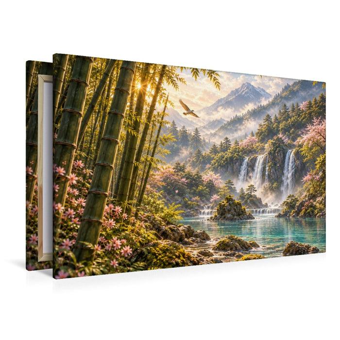 Premium Textil-Leinwand Das verborgene Bambustal