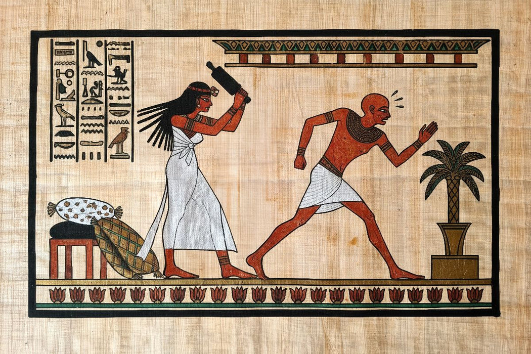 Premium Textil-Leinwand Eheprobleme im alten Ägypten auf Papyrus