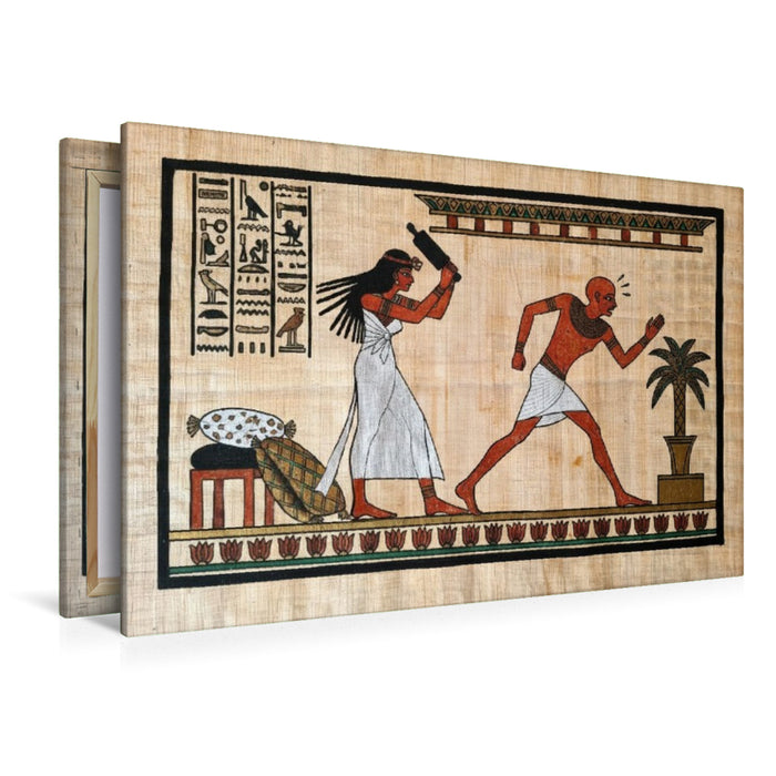 Premium Textil-Leinwand Eheprobleme im alten Ägypten auf Papyrus