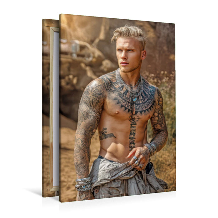 Premium Textil-Leinwand Tattoos und Männererotik