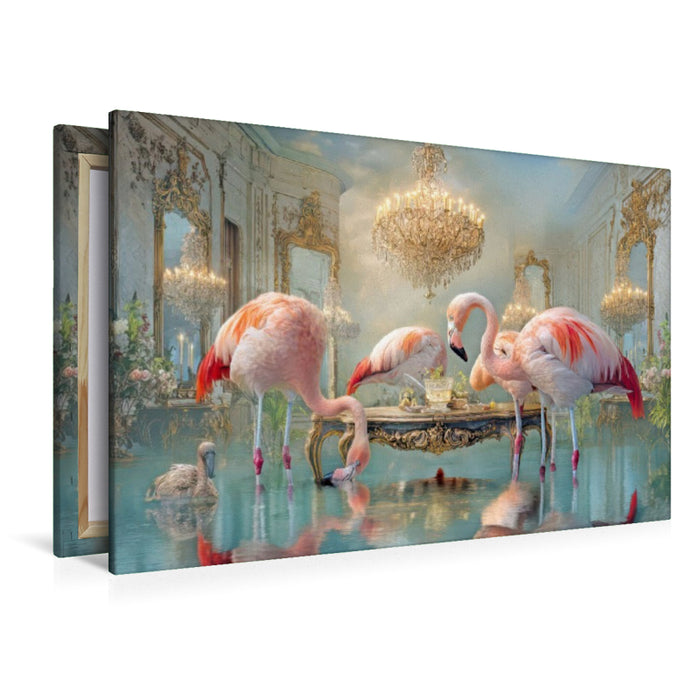 Premium Textil-Leinwand Flamingos