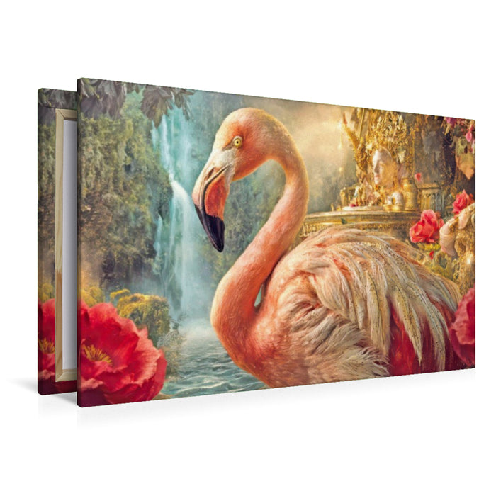 Premium Textil-Leinwand Flamingos