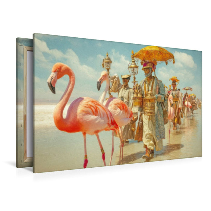 Premium Textil-Leinwand Flamingos
