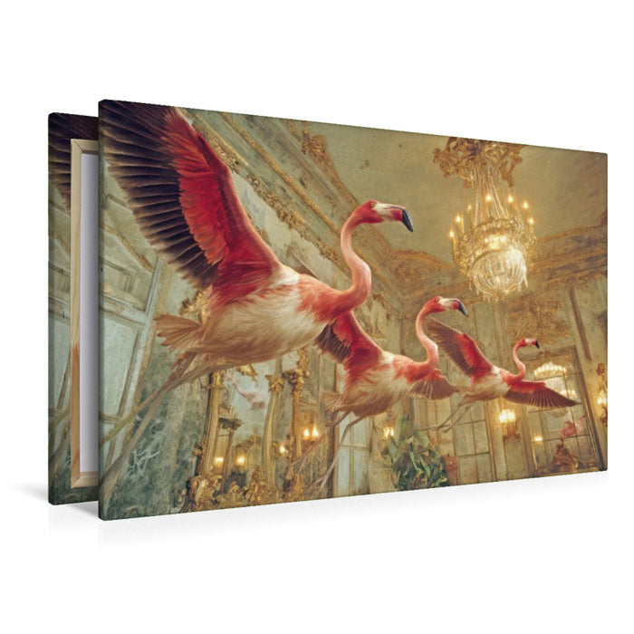 Premium Textil-Leinwand Flamingos