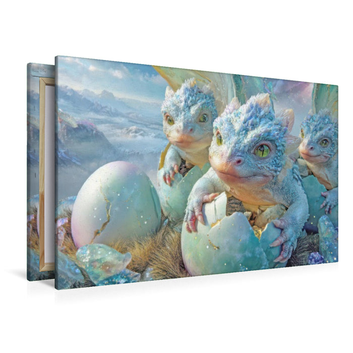 Premium Textil-Leinwand Drachen wie aus dem Märchenland