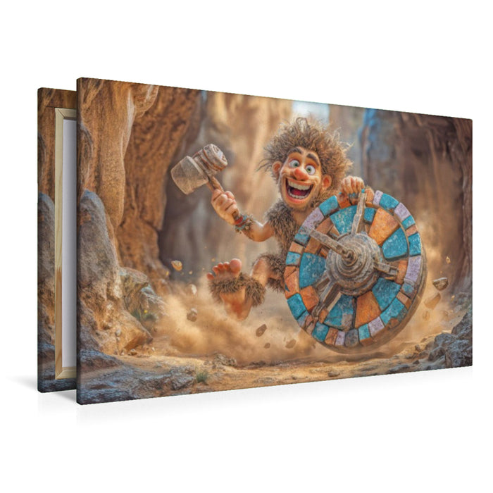 Premium Textil-Leinwand Steinzeit Leben in Illustrationen
