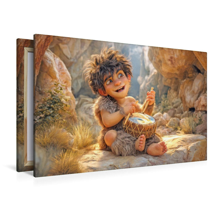 Premium Textil-Leinwand Steinzeit Leben in Illustrationen