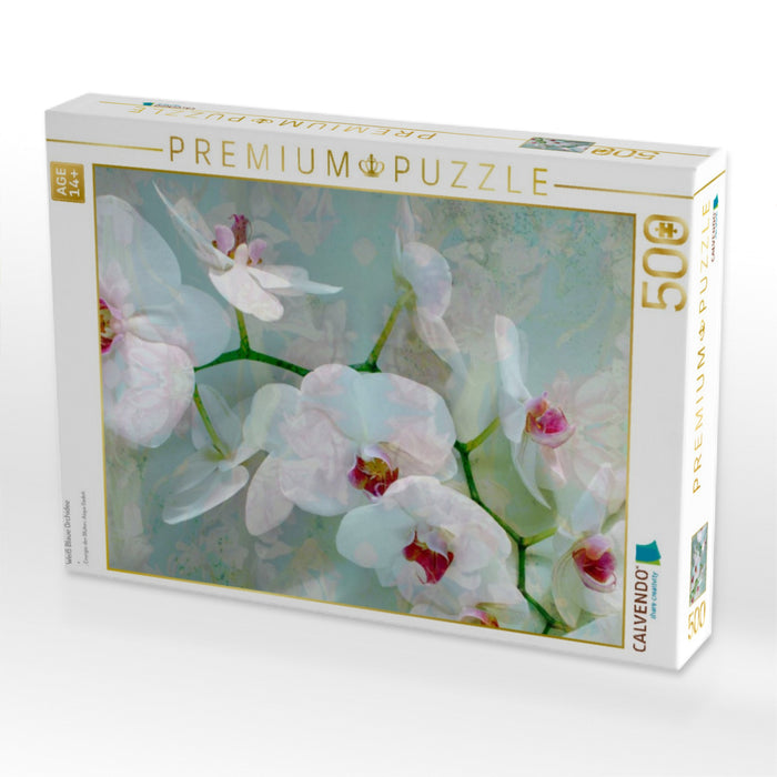 Weiß Blaue Orchidee - CALVENDO Foto-Puzzle'