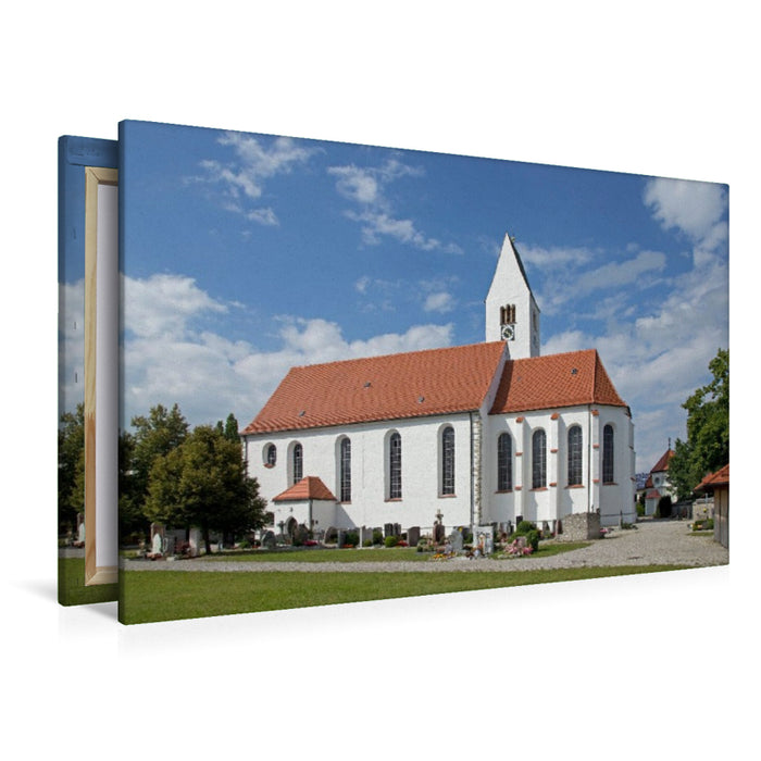 Premium Textil-Leinwand Kirche, Unterthingau, Allgäu