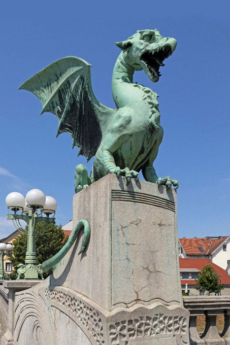 Premium Textil-Leinwand Drachen-Figur auf der Drachenbrücke