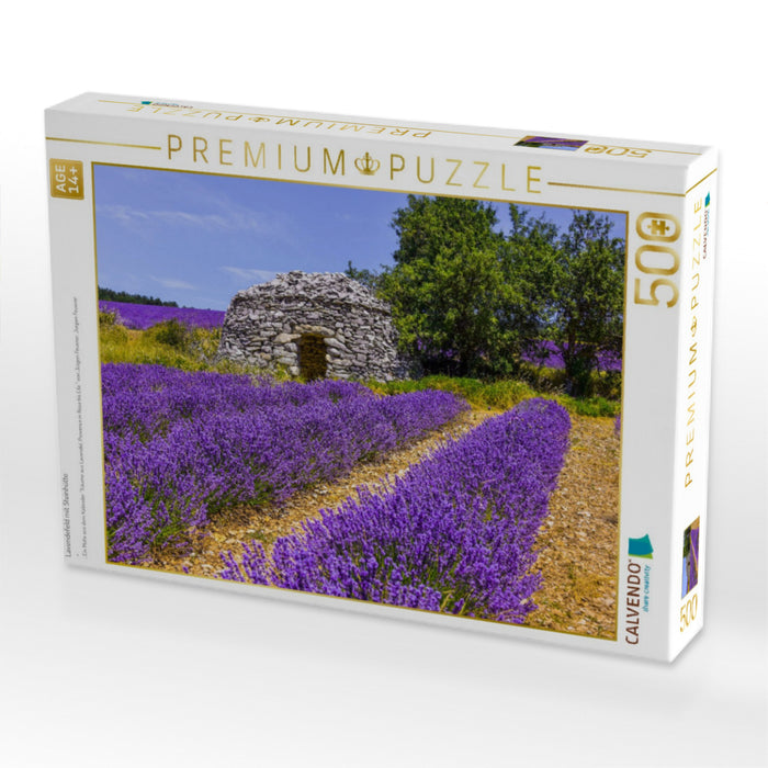 Lavendefeld mit Steinhütte - CALVENDO Foto-Puzzle'