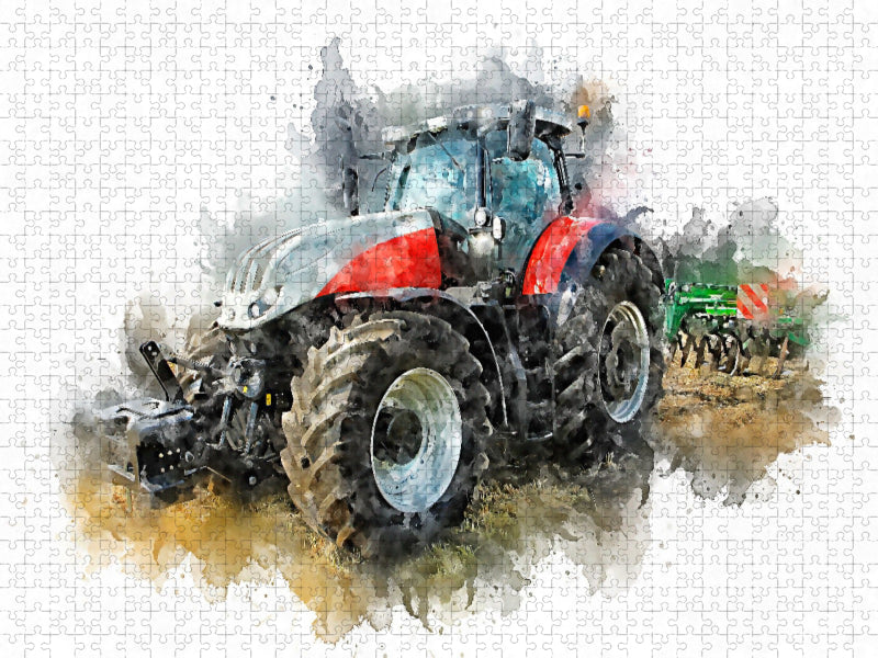 Traktor mit Grubber - CALVENDO Foto-Puzzle'