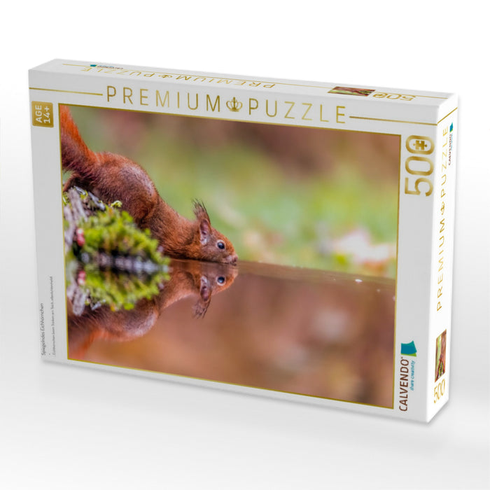 Spiegelndes Eichhörnchen - CALVENDO Foto-Puzzle'