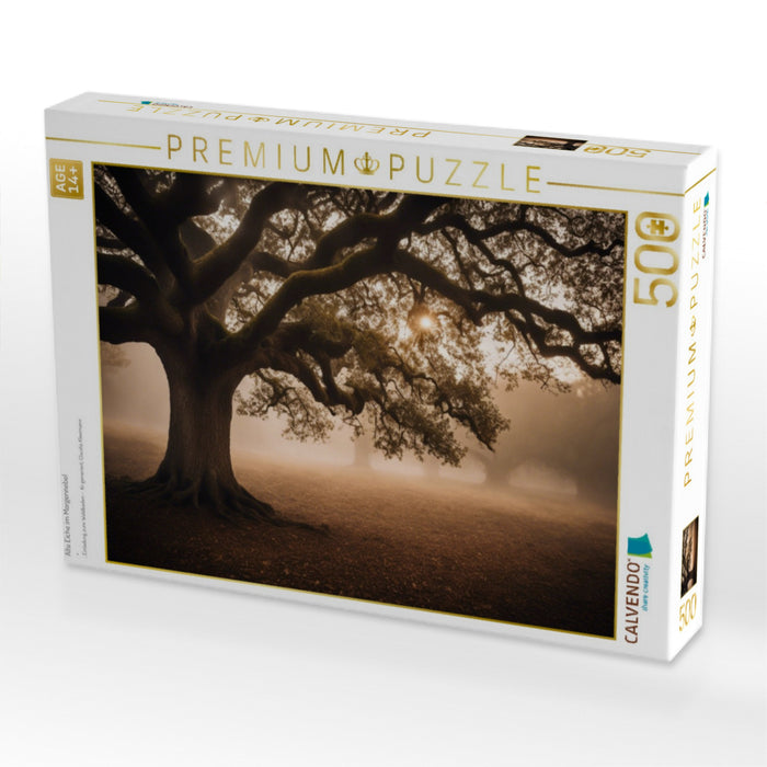 Alte Eiche im Morgennebel - CALVENDO Foto-Puzzle'