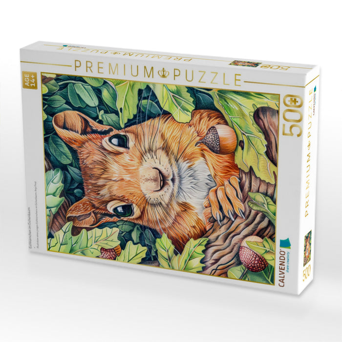 Eichhörnchen im Eichenbaum - CALVENDO Foto-Puzzle'