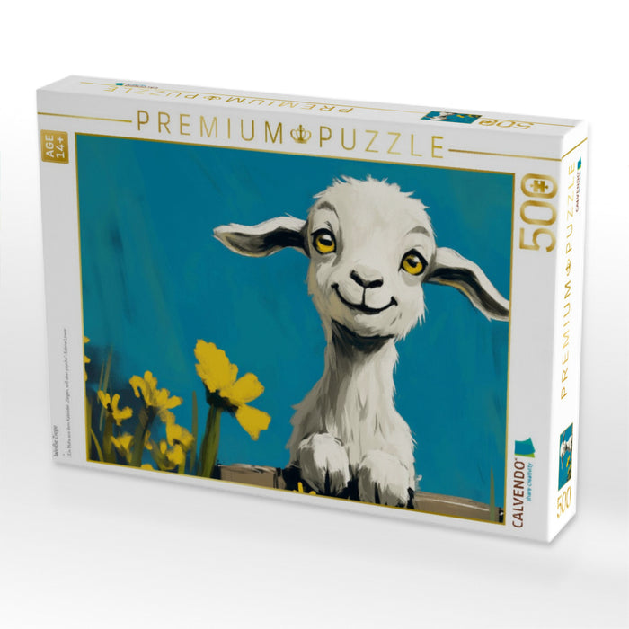 Weiße Ziege - CALVENDO Foto-Puzzle'
