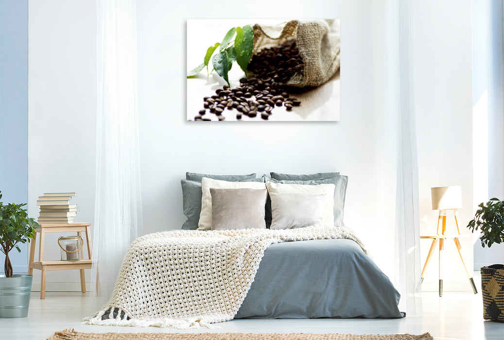 Premium Textil-Leinwand Premium Textil-Leinwand 120 cm x 80 cm quer Kaffeebeutel