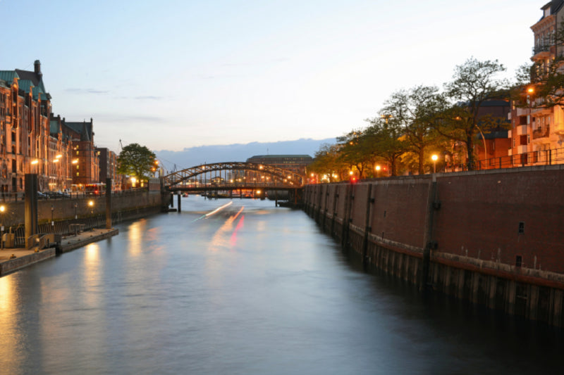 Premium Textil-Leinwand Hamburger Brücke