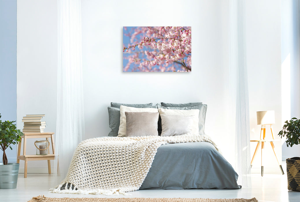 Premium textile canvas Premium textile canvas 120 cm x 80 cm landscape almond blossom tree 