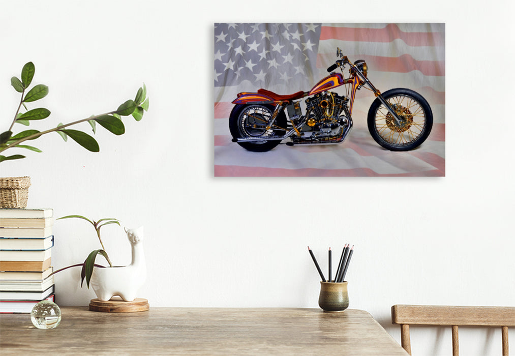 Premium Textil-Leinwand Premium Textil-Leinwand 120 cm x 80 cm quer Ein Motiv aus dem Kalender Harley Classic Chopper