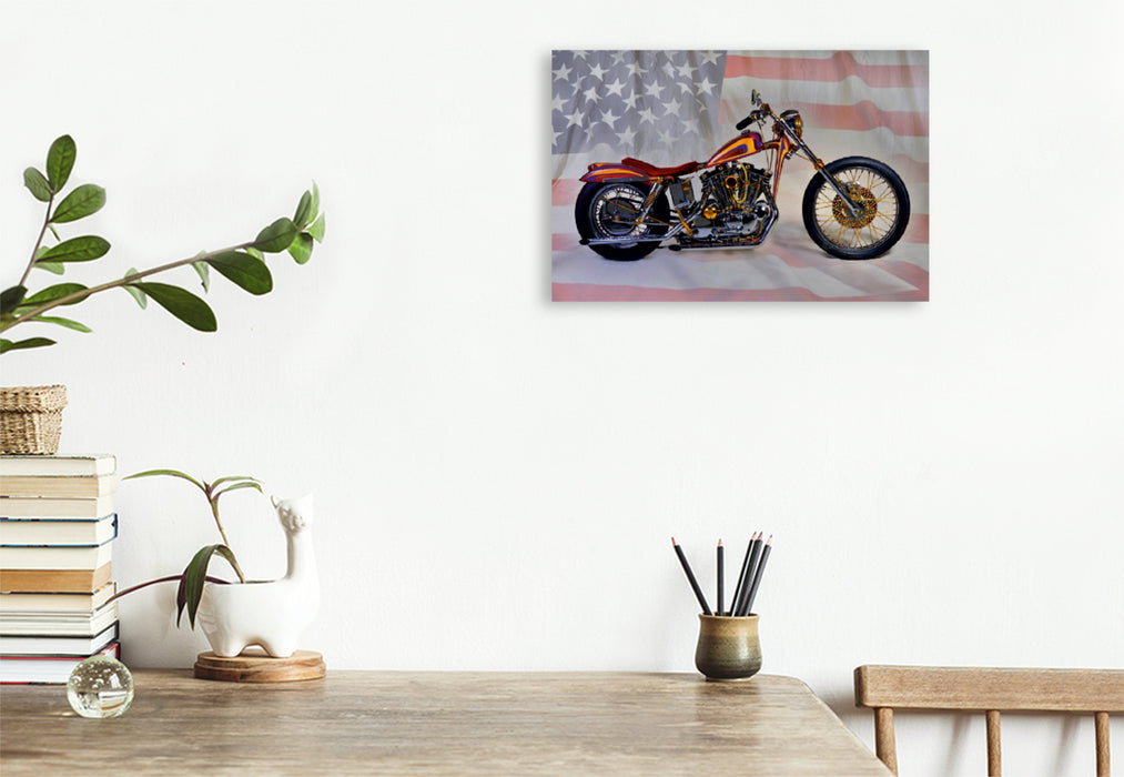 Premium Textil-Leinwand Premium Textil-Leinwand 120 cm x 80 cm quer Ein Motiv aus dem Kalender Harley Classic Chopper