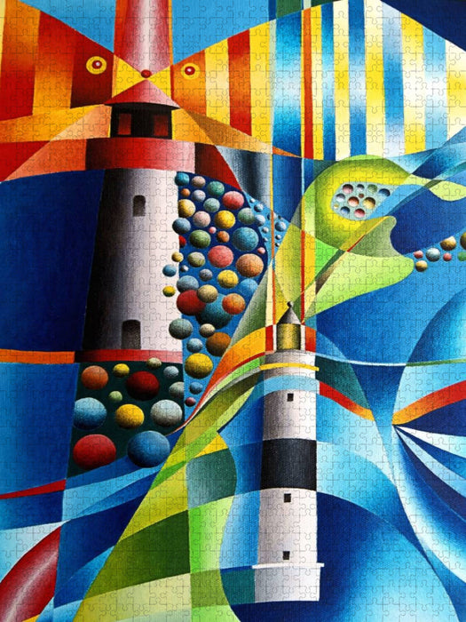 Leuchtturm List West und Leuchtturm Karpen, Sylt - CALVENDO Foto-Puzzle'