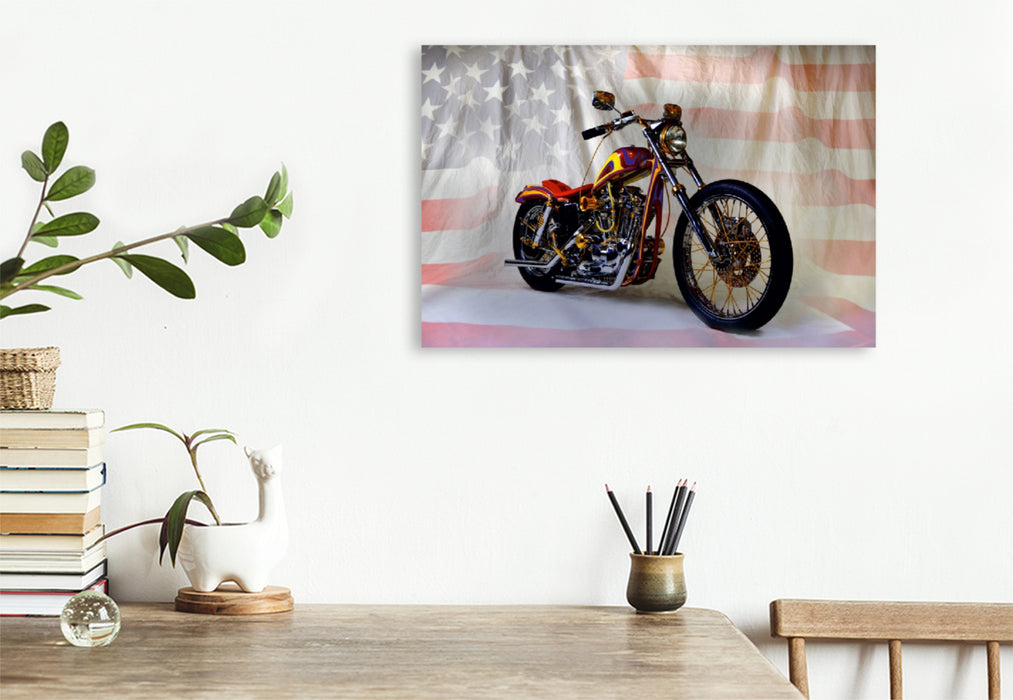 Premium Textil-Leinwand Premium Textil-Leinwand 120 cm x 80 cm quer Ein Motiv aus dem Kalender Harley Classic Chopper