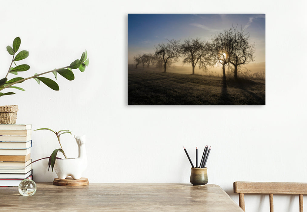 Premium textile canvas Premium textile canvas 90 cm x 60 cm landscape morning frost 