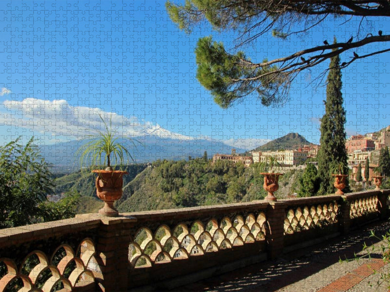 Blick vom Stadtpark zum Ätna - CALVENDO Foto-Puzzle'