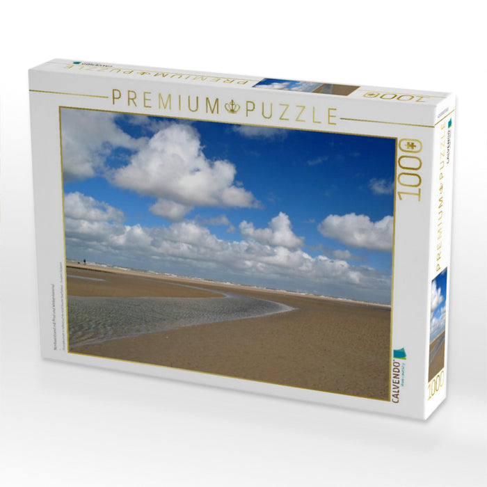 Nordseestrand mit Priel und Wolkenhimmel - CALVENDO Foto-Puzzle'