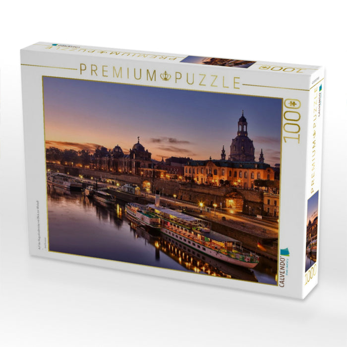 Auf der Augustusbrücke mit Blick zur Altstadt - CALVENDO Foto-Puzzle'