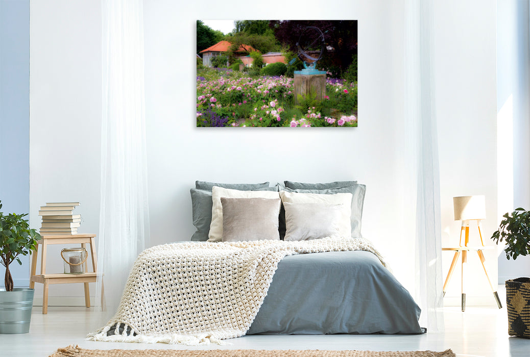 Toile textile premium Toile textile premium 120 cm x 80 cm paysage fleur de rose 