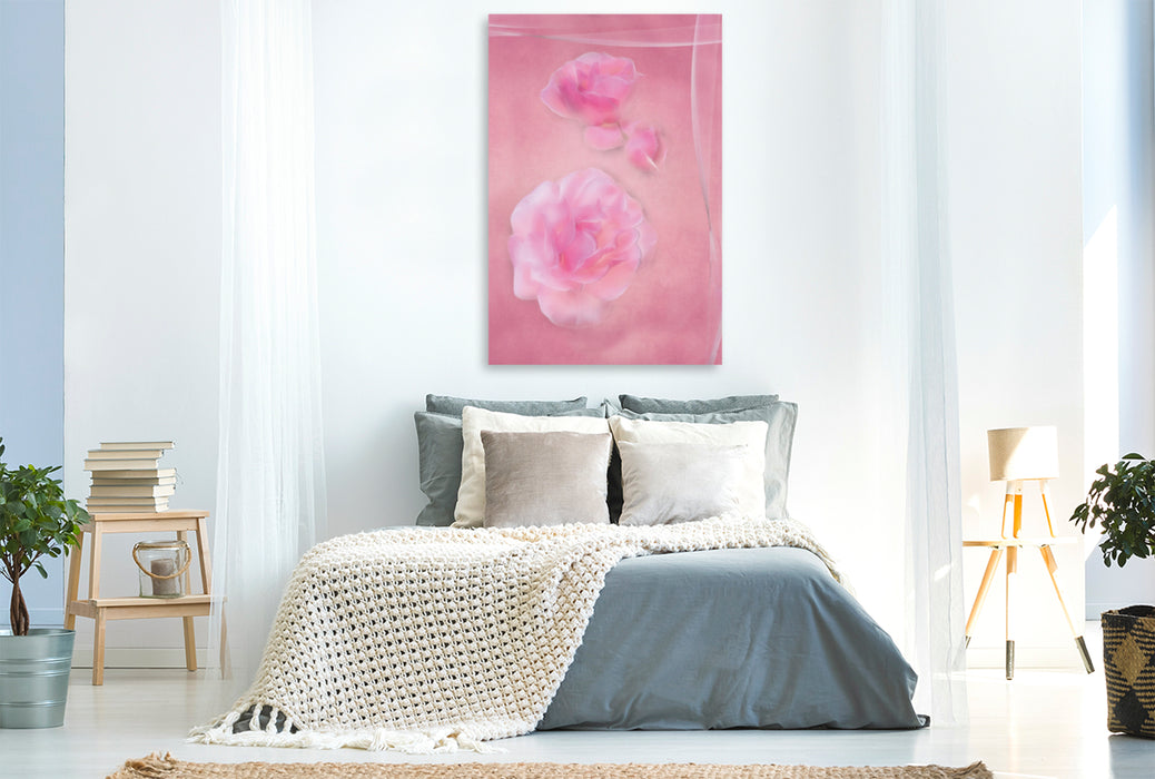 Premium Textil-Leinwand Premium Textil-Leinwand 80 cm x 120 cm  hoch Die zarten Rosenblüten