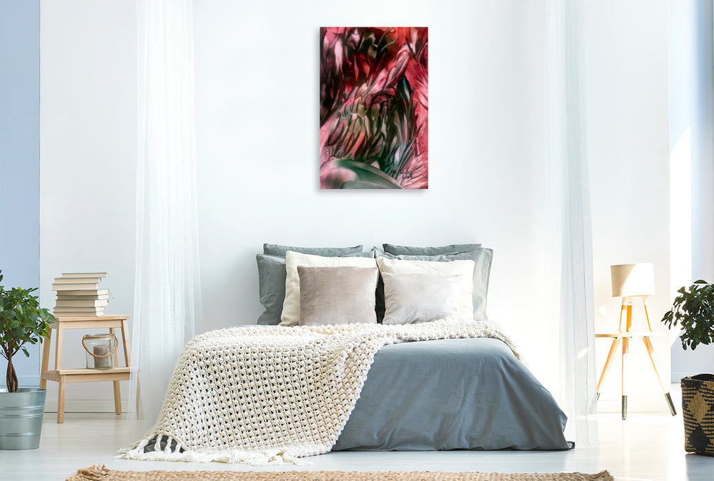 Premium Textil-Leinwand Premium Textil-Leinwand 80 cm x 120 cm  hoch Blumen abstrakt - Encaustic