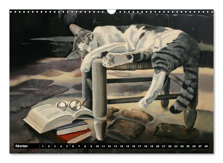 Chats d'Artiste  Peintures d'Elisabeth BEGOT (Calendrier mural Calendrier perpétuel DIN A3 horizontal) (CALVENDO Calendrier mensuel 2015)