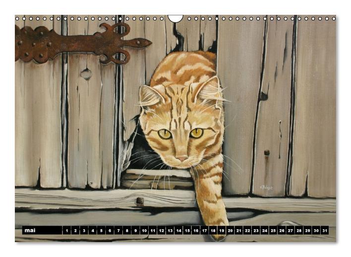 Chats d'Artiste  Peintures d'Elisabeth BEGOT (Calendrier mural Calendrier perpétuel DIN A3 horizontal) (CALVENDO Calendrier mensuel 2015)