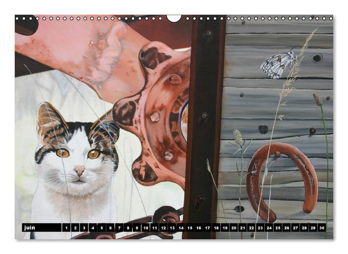 Chats d'Artiste  Peintures d'Elisabeth BEGOT (Calendrier mural Calendrier perpétuel DIN A3 horizontal) (CALVENDO Calendrier mensuel 2015)