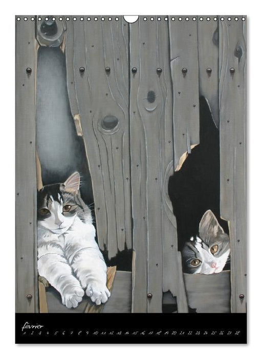 Toiles & Chats  Peintures d'Elisabeth BEGOT (Calendrier mural Calendrier perpétuel DIN A3 vertical) (CALVENDO Calendrier mensuel 2015)