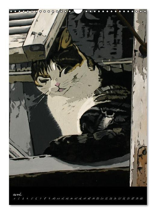 Toiles & Chats  Peintures d'Elisabeth BEGOT (Calendrier mural Calendrier perpétuel DIN A3 vertical) (CALVENDO Calendrier mensuel 2015)