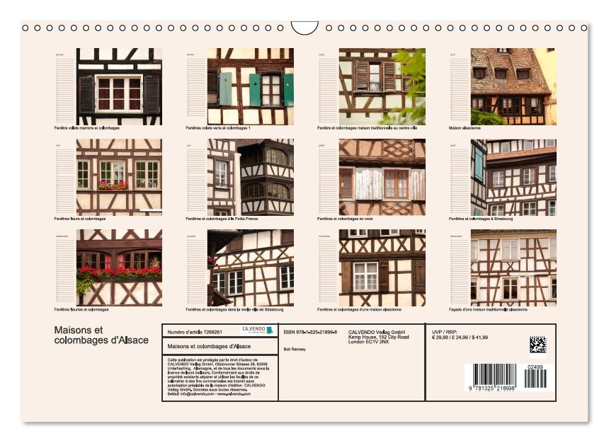 Maisons et colombages d'Alsace (Calendrier mural Calendrier perpétuel DIN A3 horizontal) (CALVENDO Calendrier mensuel 2017)