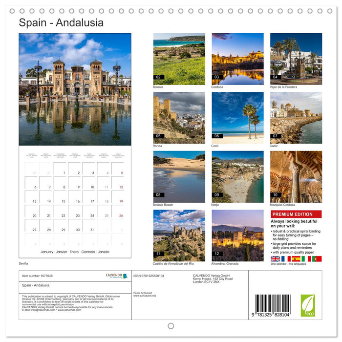 Spain - Andalusia (CALVENDO Monthly Calendar 2025)