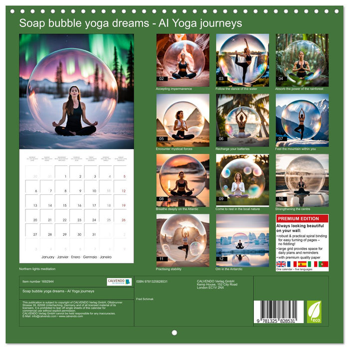 Soap bubble yoga dreams - AI Yoga journeys (CALVENDO Monthly Calendar 2025)