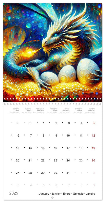 Moments d'amours de dragons (CALVENDO Calendrier mensuel 2025)