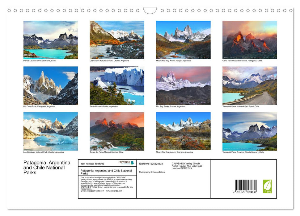 Patagonia, Argentina and Chile National Parks (CALVENDO Monthly Calendar 2025)