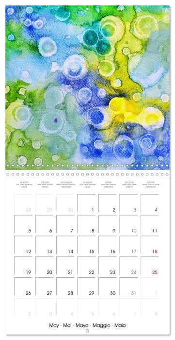 Emerald Waves - Watercolour experiments in green and blue (CALVENDO Monthly Calendar 2025)