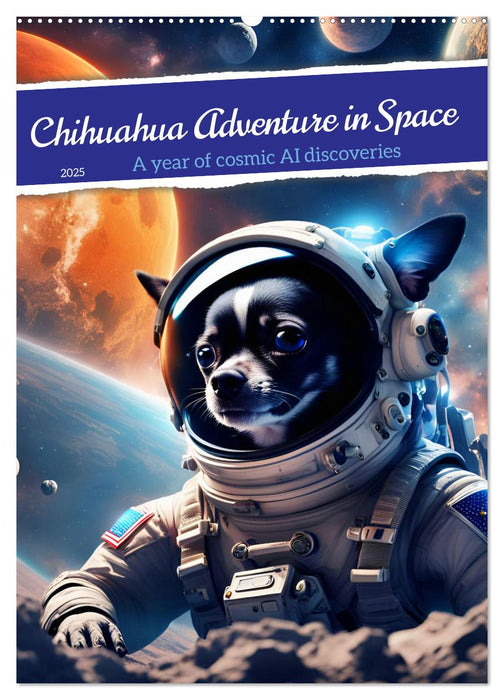 Chihuahua Adventure in Space (CALVENDO Monthly Calendar 2025)